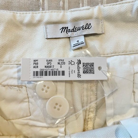 Madewell Relaxed Chino Pants in Antique Cream 0 High Rise NWT - Picture 7 of 13